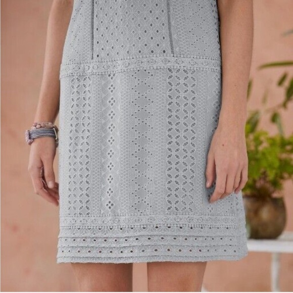 Sundance Lucille Lace Eyelet Dress, Gray - Picture 3 of 8